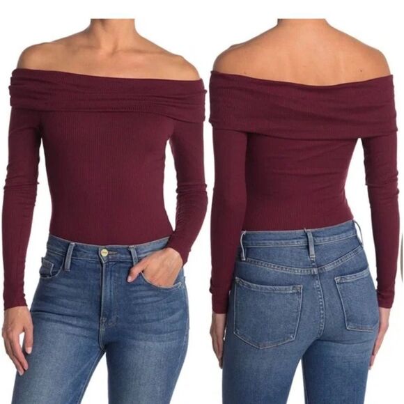 NWT AFRM Nia Off the Shoulder ribbed Bodysuit sz xs - Picture 1 of 6